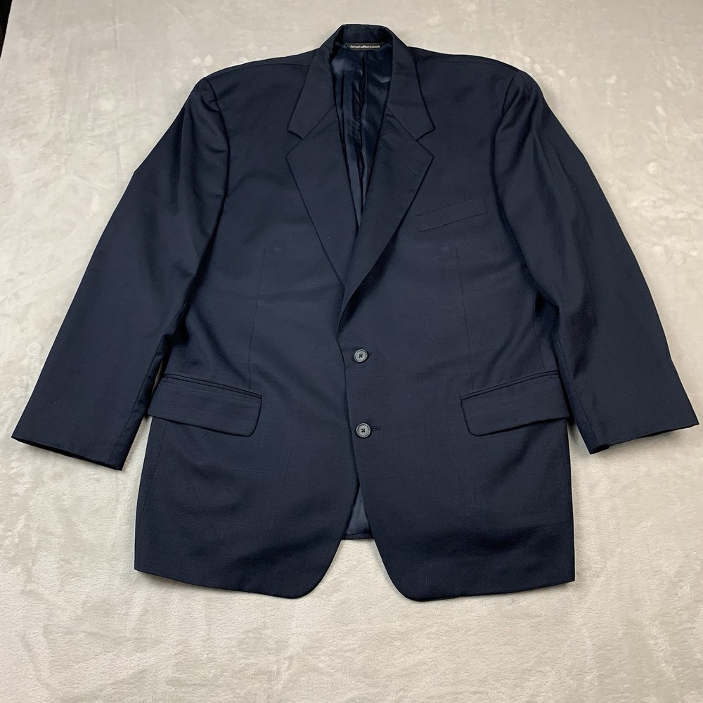 Samuelsohn Blazer Mens 48R Blue Wool 2 Button Single Vent Tag Missing* Jacket
